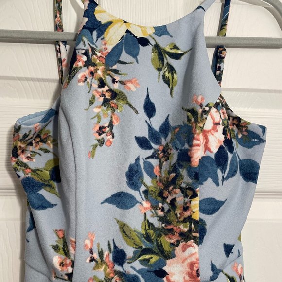 Xtraordinary Women's Light Blue Floral High Neck Sleeveless Bow Dress Size 5 - Picture 2 of 9